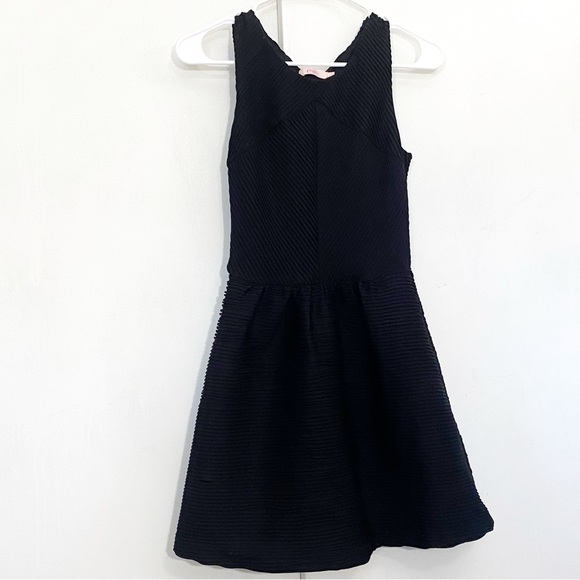 CANDIES all over mitred tiny pleats bow back sleeveless little black dress S - Picture 2 of 8